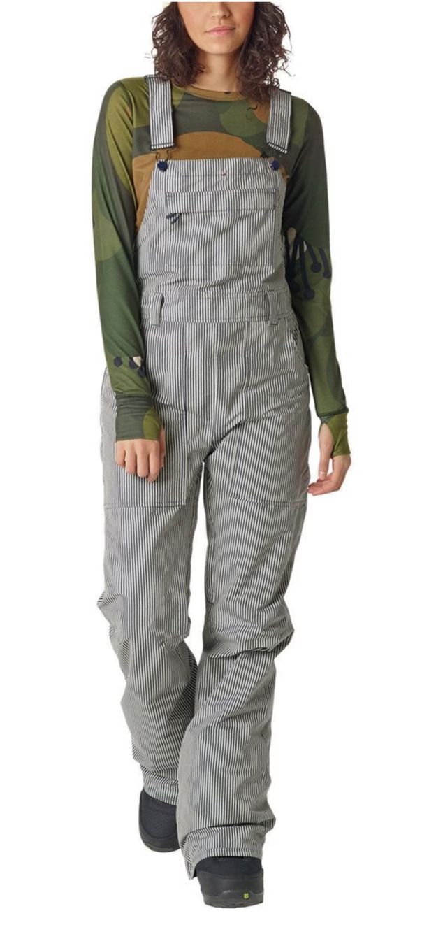 Burton snowboard Avalon bib blue railroad striped jumpsuit Size Med Gorpcore Ski
